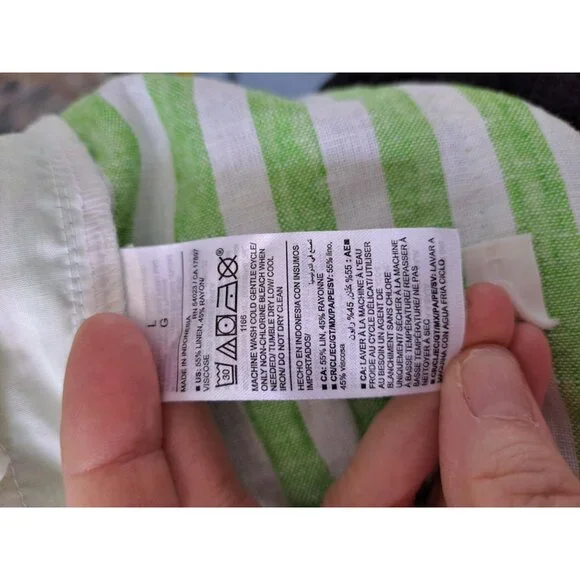 Lot of 2 Linen Bld L Old Navy Striped Lounge Shorts Pink & Green Elastic Waist - Picture 10 of 11